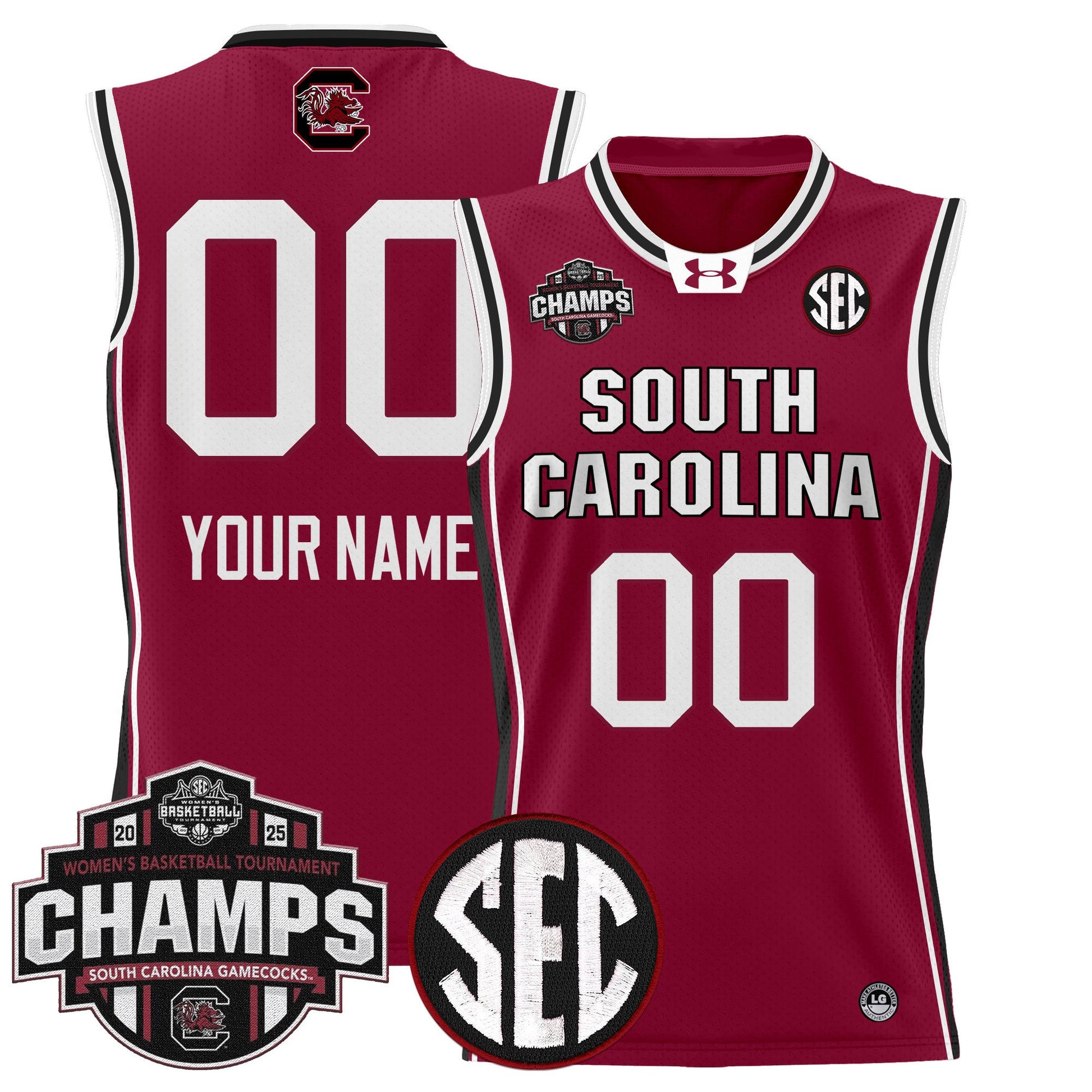 South Carolina Gamecocks 2025 SEC Women's Conference Tournament Champions Lightweight Basketball Custom Jersey - All Stitched