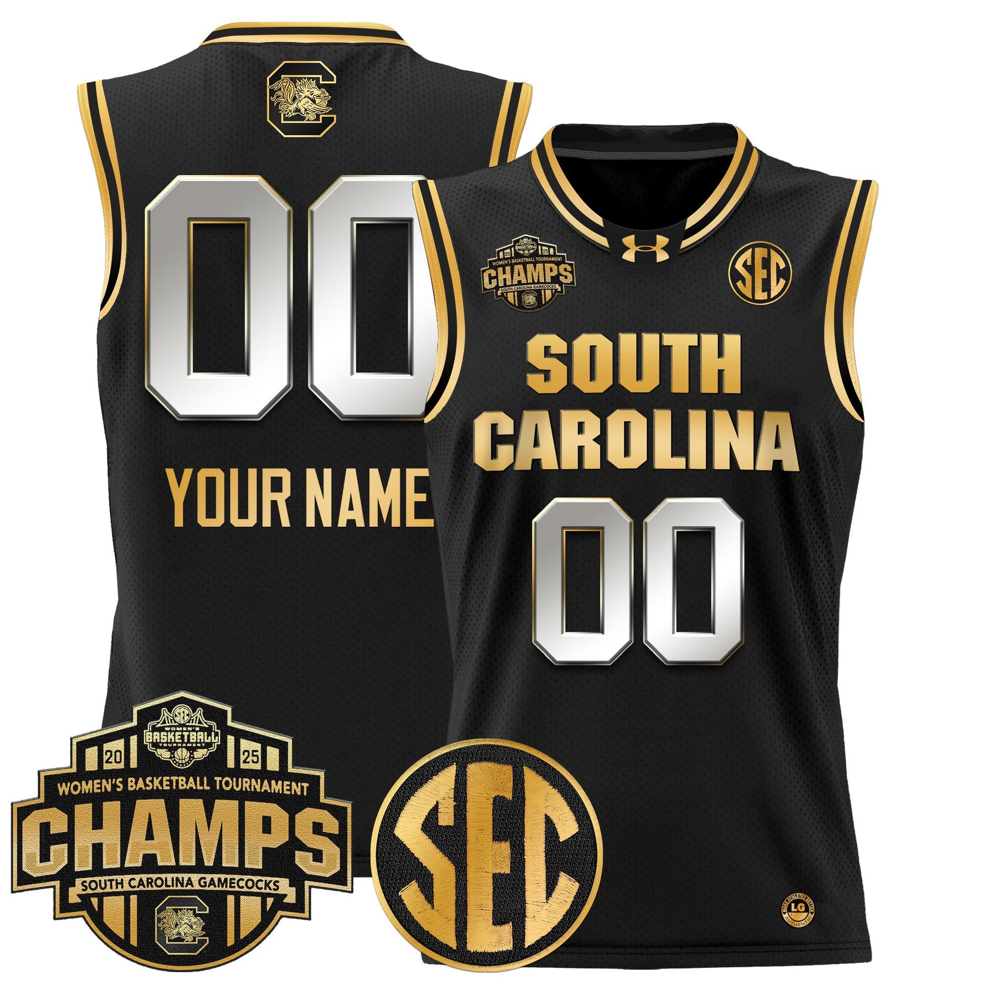 South Carolina Gamecocks 2025 SEC Women's Conference Tournament Champions Lightweight Basketball Custom Jersey - All Stitched