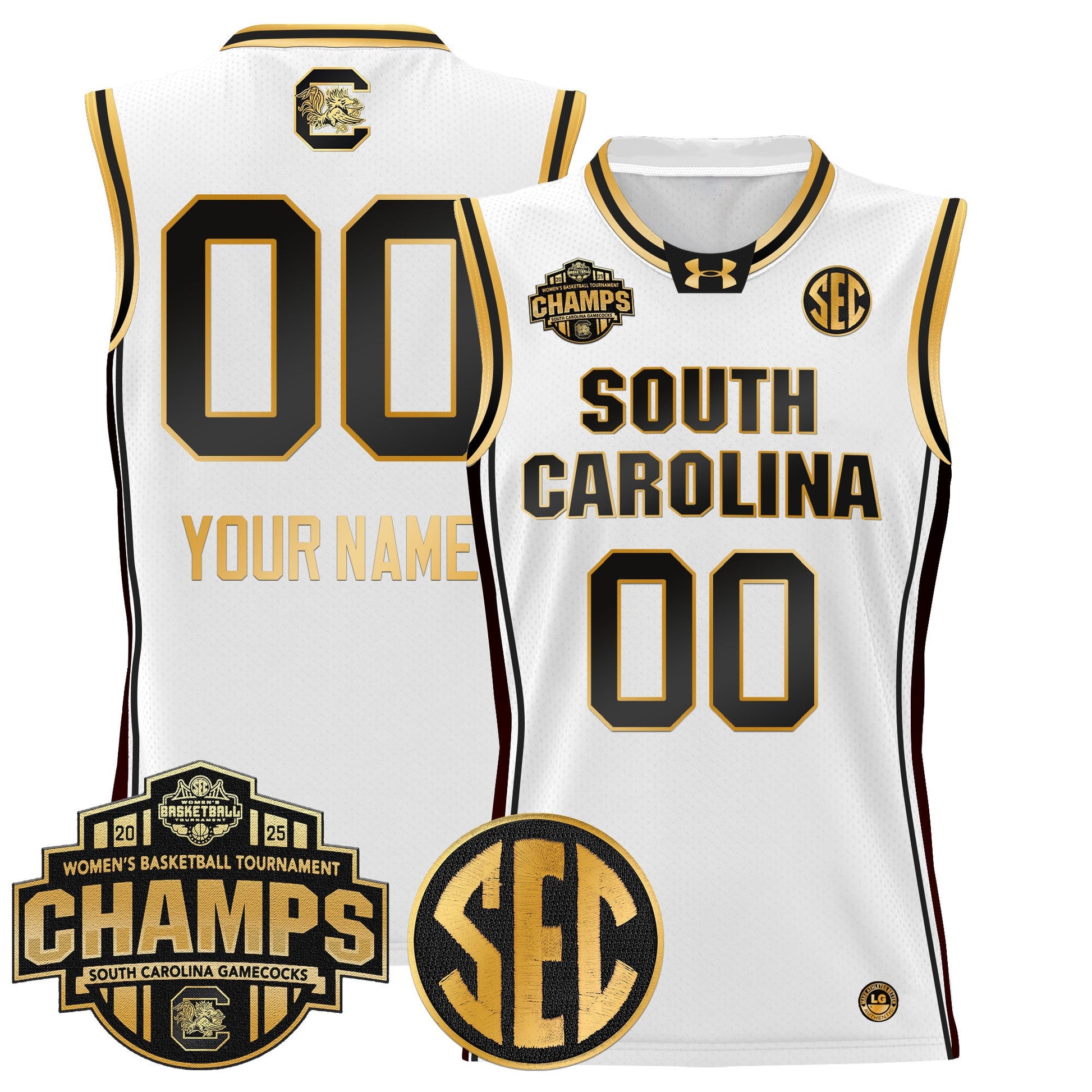 South Carolina Gamecocks 2025 SEC Women's Conference Tournament Champions Lightweight Basketball Custom Jersey - All Stitched