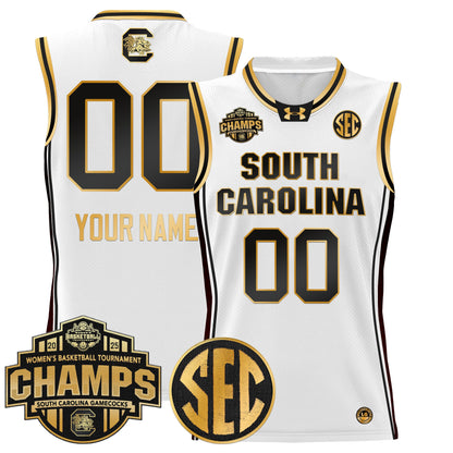 South Carolina Gamecocks 2025 SEC Women's Conference Tournament Champions Lightweight Basketball Custom Jersey - All Stitched
