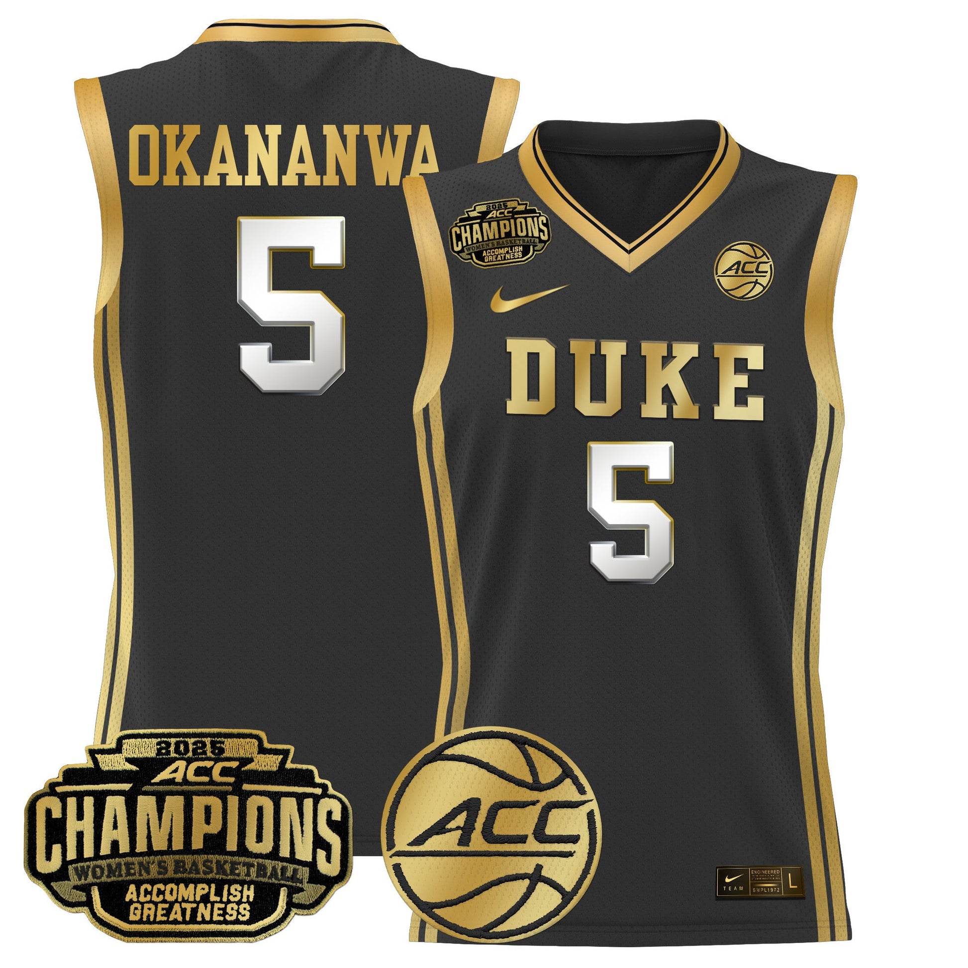 Men's Size - Duke Blue Devils 2025 ACC Women's Conference Tournament Champions Lightweight Basketball Jersey - All Stitched