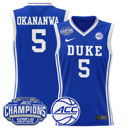 Men's Size - Duke Blue Devils 2025 ACC Women's Conference Tournament Champions Lightweight Basketball Jersey - All Stitched