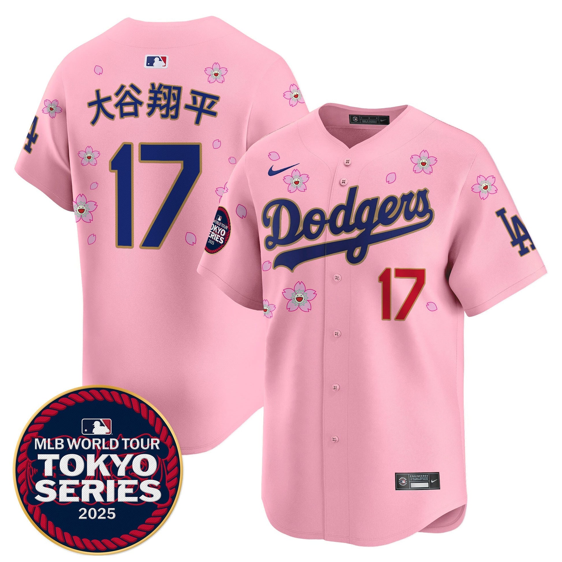 Men's Dodgers Tokyo Series 2025 Gold Trim Vapor Premier Limited Jersey - Stitched