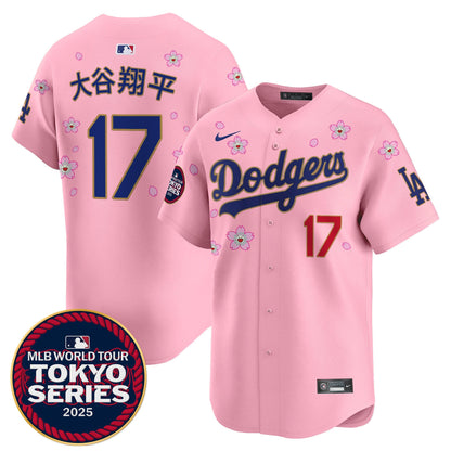 Men's Dodgers Tokyo Series 2025 Gold Trim Vapor Premier Limited Jersey - Stitched