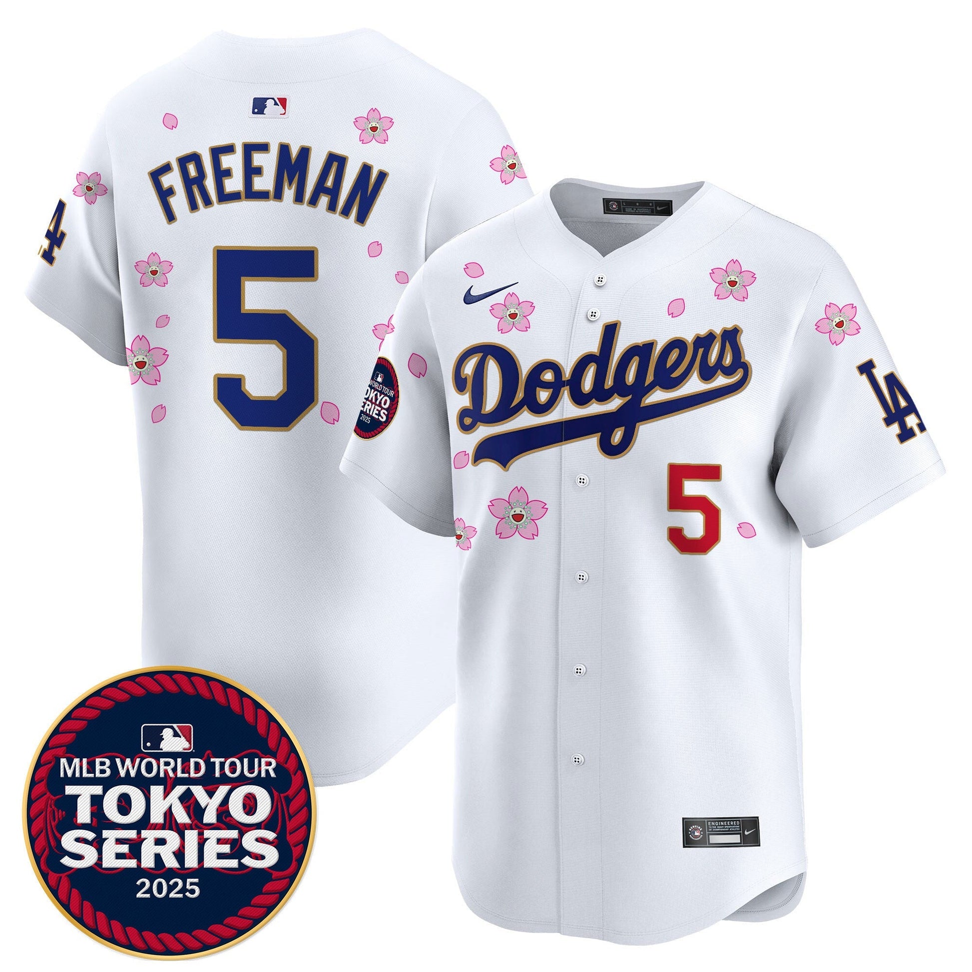 Men's Dodgers Tokyo Series 2025 Gold Trim Vapor Premier Limited Jersey - Stitched