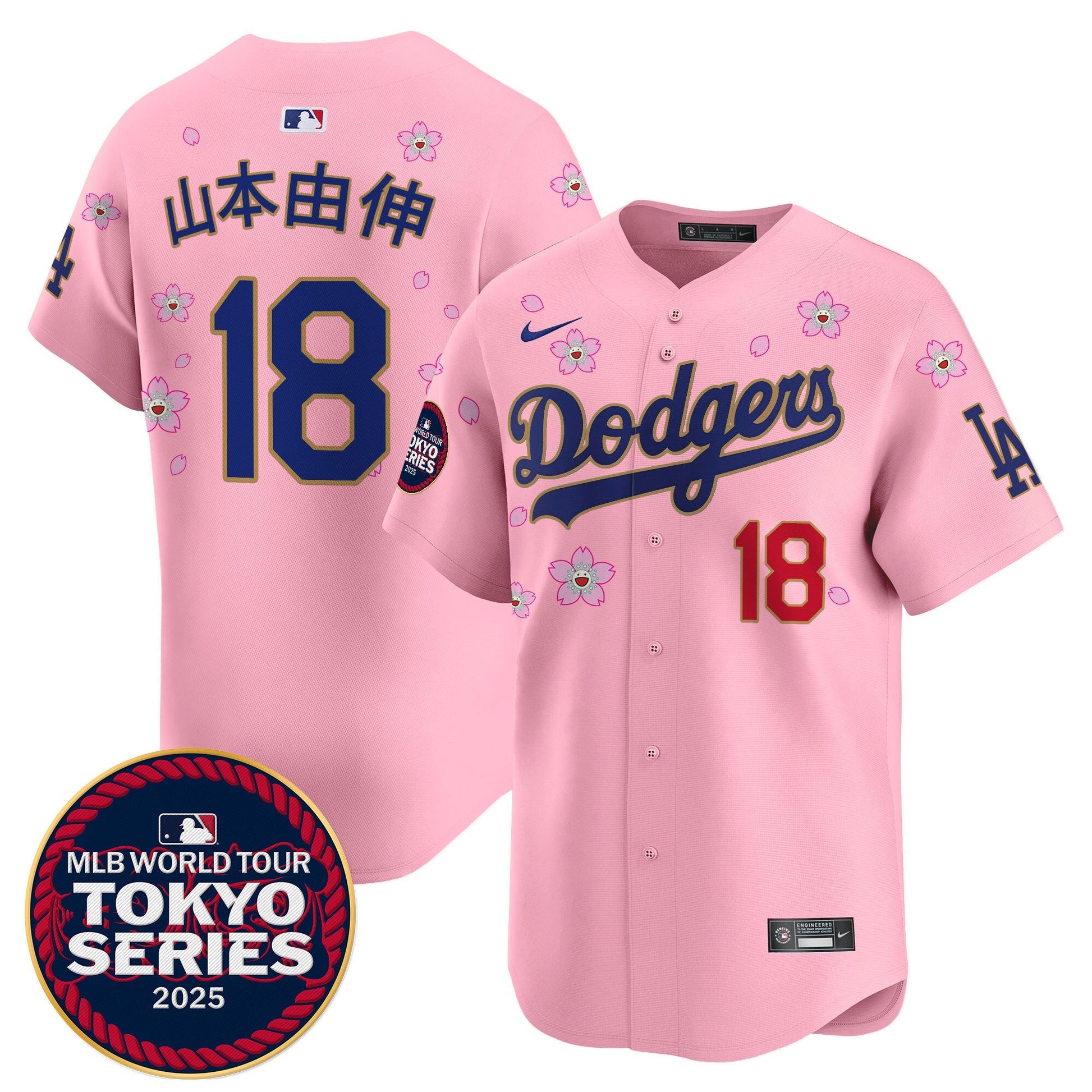 Men's Dodgers Tokyo Series 2025 Gold Trim Vapor Premier Limited Jersey - Stitched