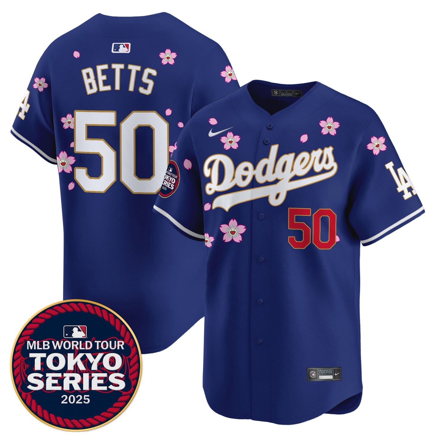 Men's Dodgers Tokyo Series 2025 Gold Trim Vapor Premier Limited Jersey - Stitched