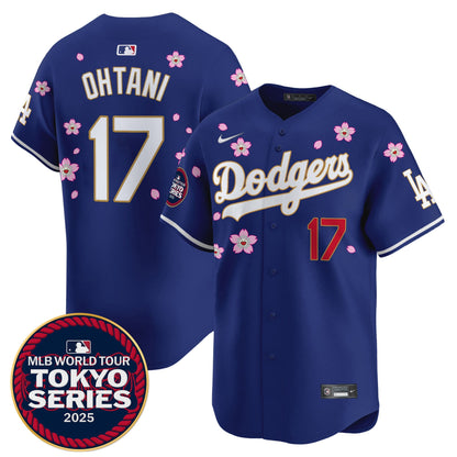 Men's Dodgers Tokyo Series 2025 Gold Trim Vapor Premier Limited Jersey - Stitched