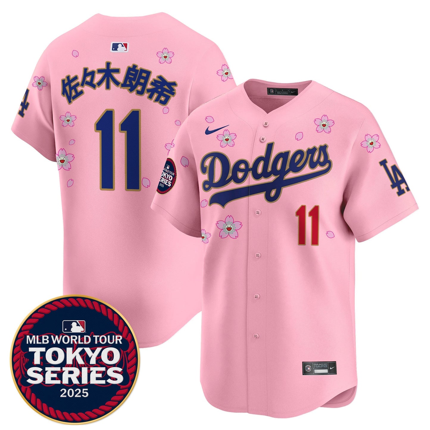 Men's Dodgers Tokyo Series 2025 Gold Trim Vapor Premier Limited Jersey - Stitched