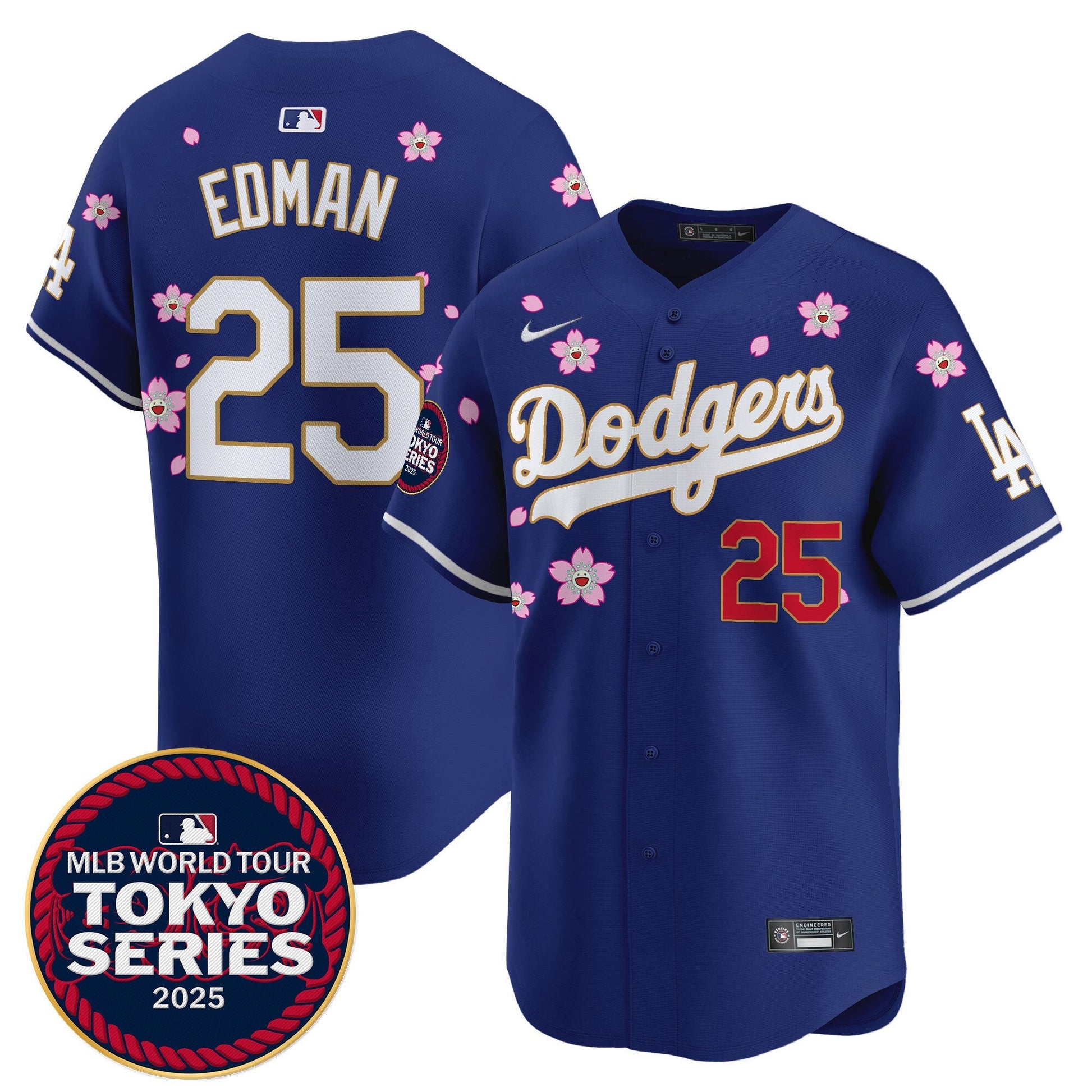 Men's Dodgers Tokyo Series 2025 Gold Trim Vapor Premier Limited Jersey - Stitched