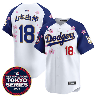 Men's Dodgers Tokyo Series 2025 Gold Trim Vapor Premier Limited Jersey - Stitched