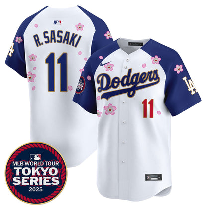 Men's Dodgers Tokyo Series 2025 Gold Trim Vapor Premier Limited Jersey - Stitched