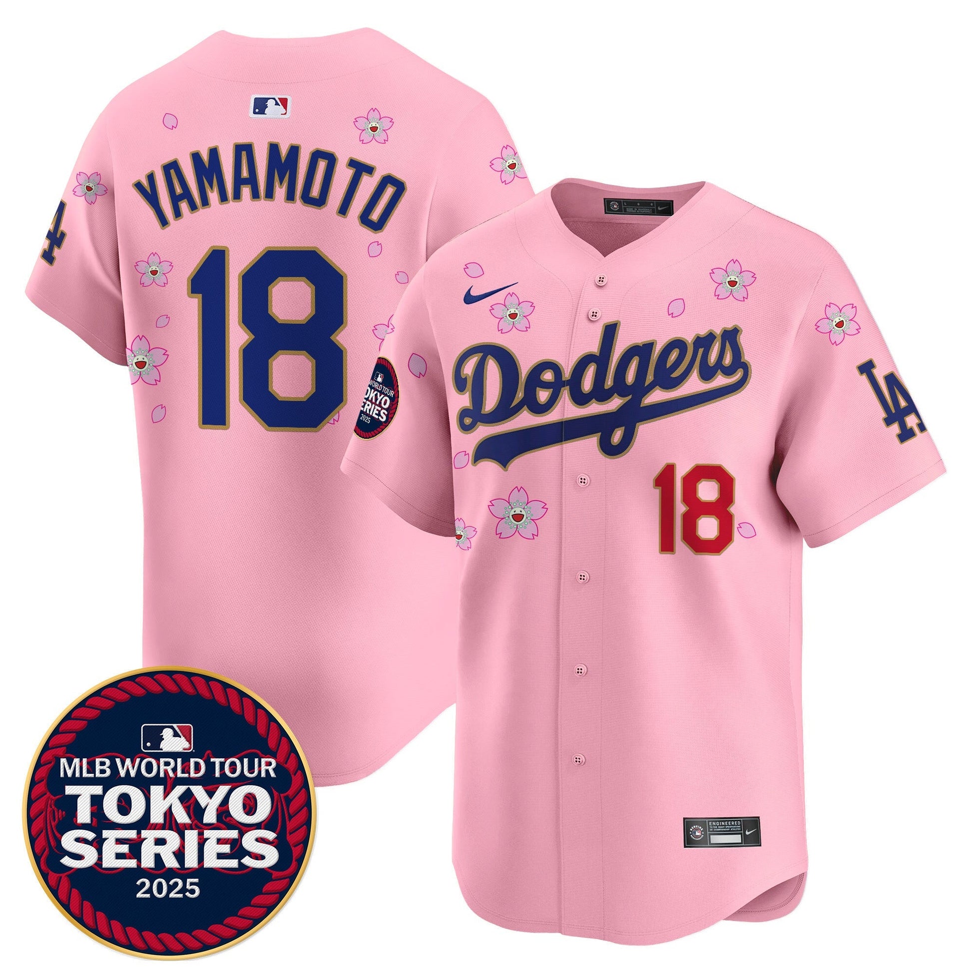 Men's Dodgers Tokyo Series 2025 Gold Trim Vapor Premier Limited Jersey - Stitched