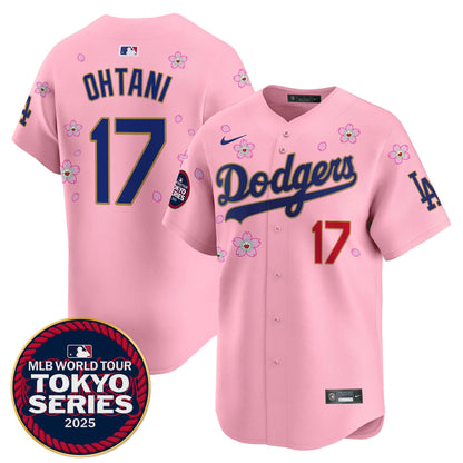 Men's Dodgers Tokyo Series 2025 Gold Trim Vapor Premier Limited Jersey - Stitched