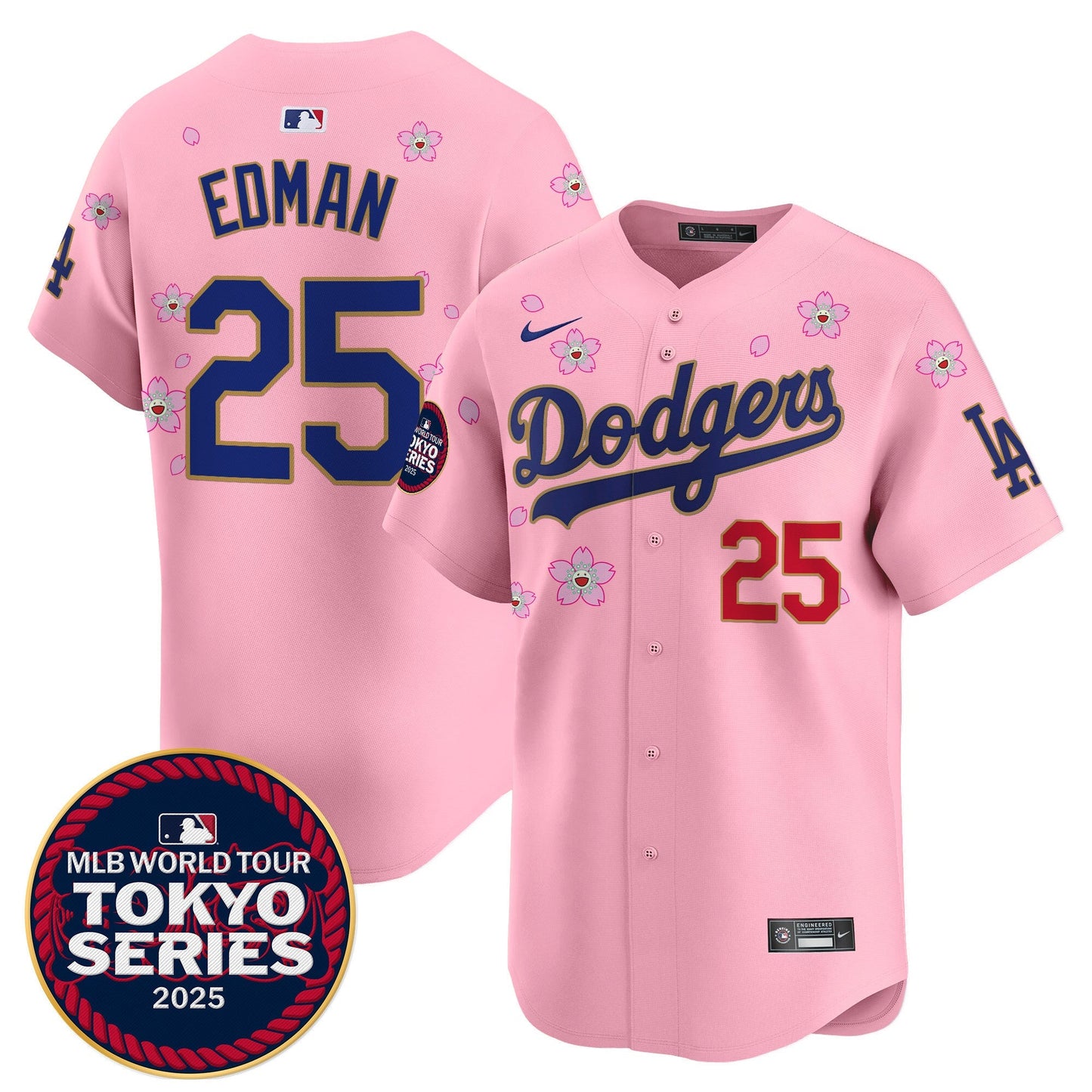 Men's Dodgers Tokyo Series 2025 Gold Trim Vapor Premier Limited Jersey - Stitched