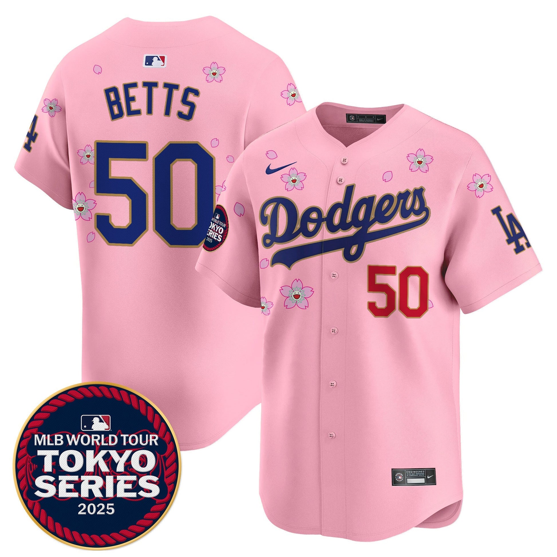 Men's Dodgers Tokyo Series 2025 Gold Trim Vapor Premier Limited Jersey - Stitched