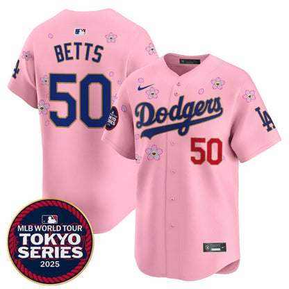 Men's Dodgers Tokyo Series 2025 Gold Trim Vapor Premier Limited Jersey - Stitched