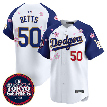Men's Dodgers Tokyo Series 2025 Gold Trim Vapor Premier Limited Jersey - Stitched
