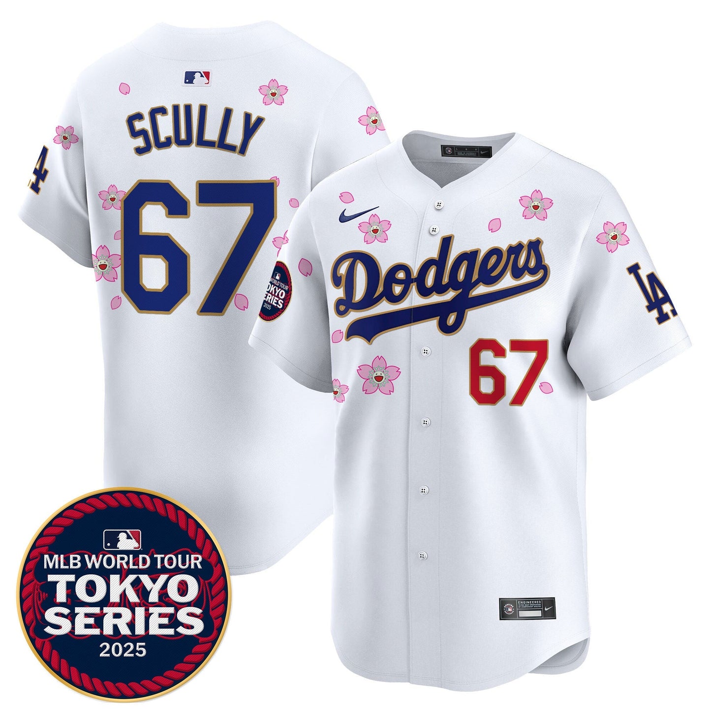 Men's Dodgers Tokyo Series 2025 Gold Trim Vapor Premier Limited Jersey V2 - Stitched