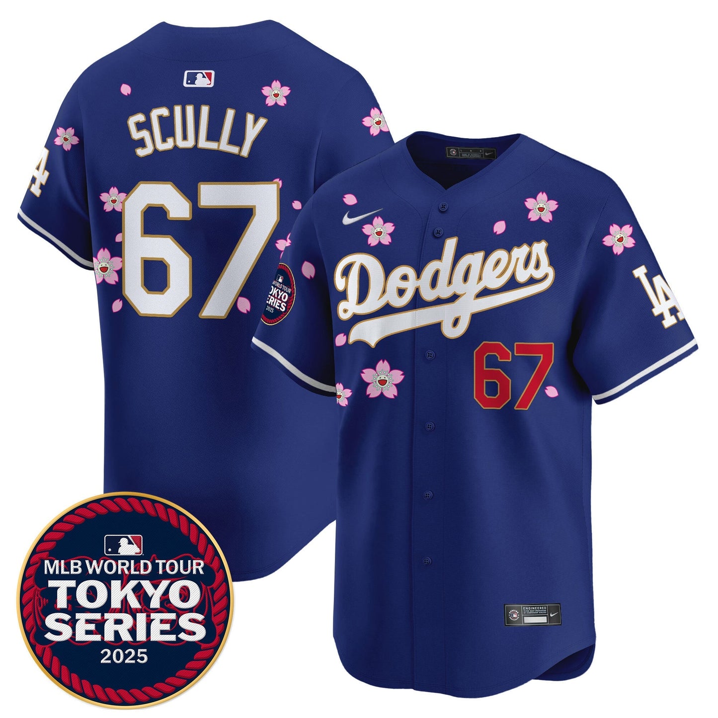 Men's Dodgers Tokyo Series 2025 Gold Trim Vapor Premier Limited Jersey V2 - Stitched