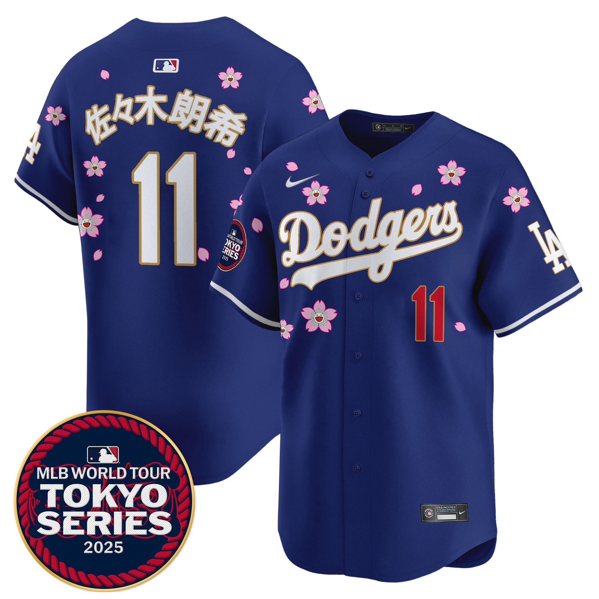 Men's Dodgers Tokyo Series 2025 Gold Trim Vapor Premier Limited Jersey V2 - Stitched