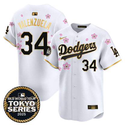 Men's Dodgers Tokyo Series 2025 Gold Trim Vapor Premier Limited Jersey V2 - Stitched