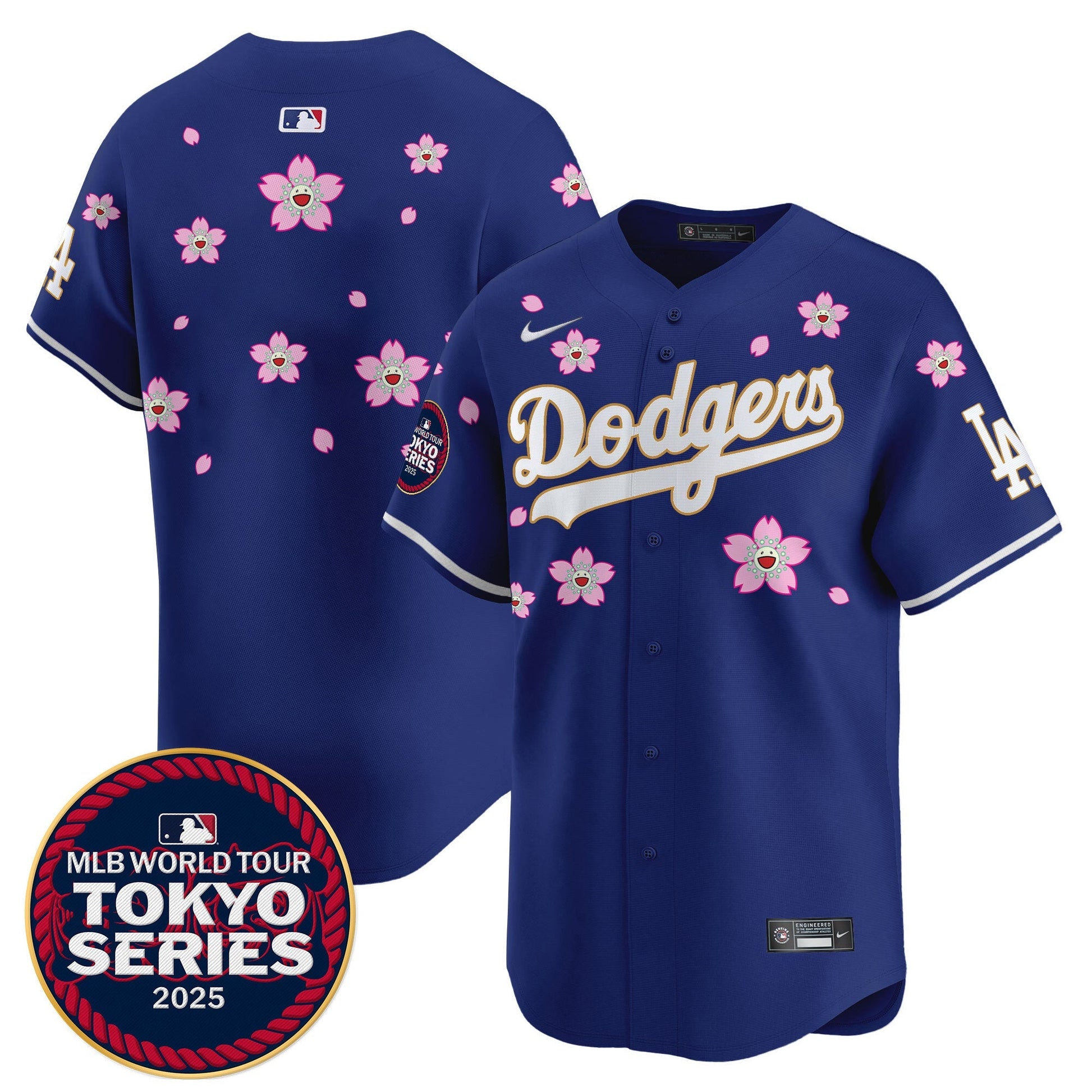 Men's Dodgers Tokyo Series 2025 Gold Trim Vapor Premier Limited Jersey V2 - Stitched