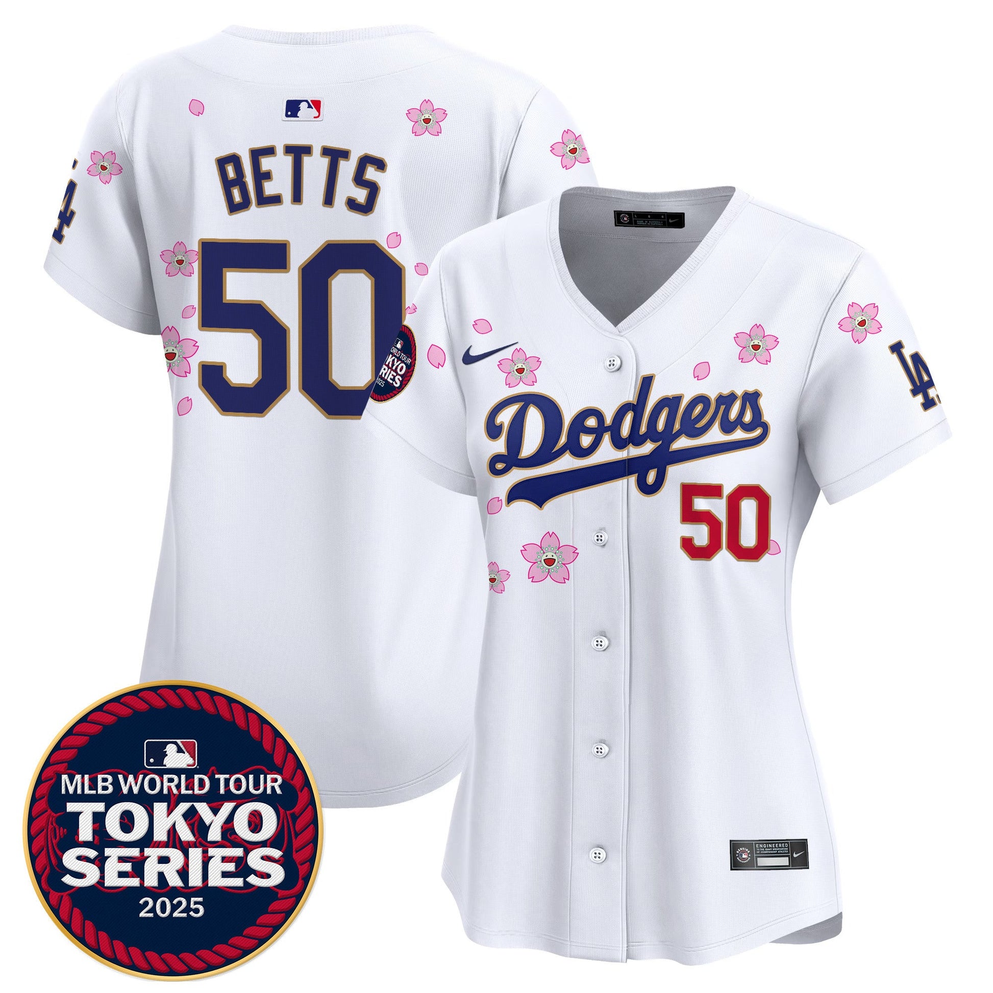 Women's Dodgers Tokyo Series 2025 Gold Trim Vapor Premier Limited Jersey V2 - Stitched