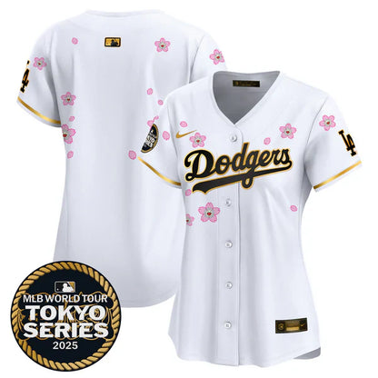 Women's Dodgers Tokyo Series 2025 Gold Trim Vapor Premier Limited Jersey - Stitched