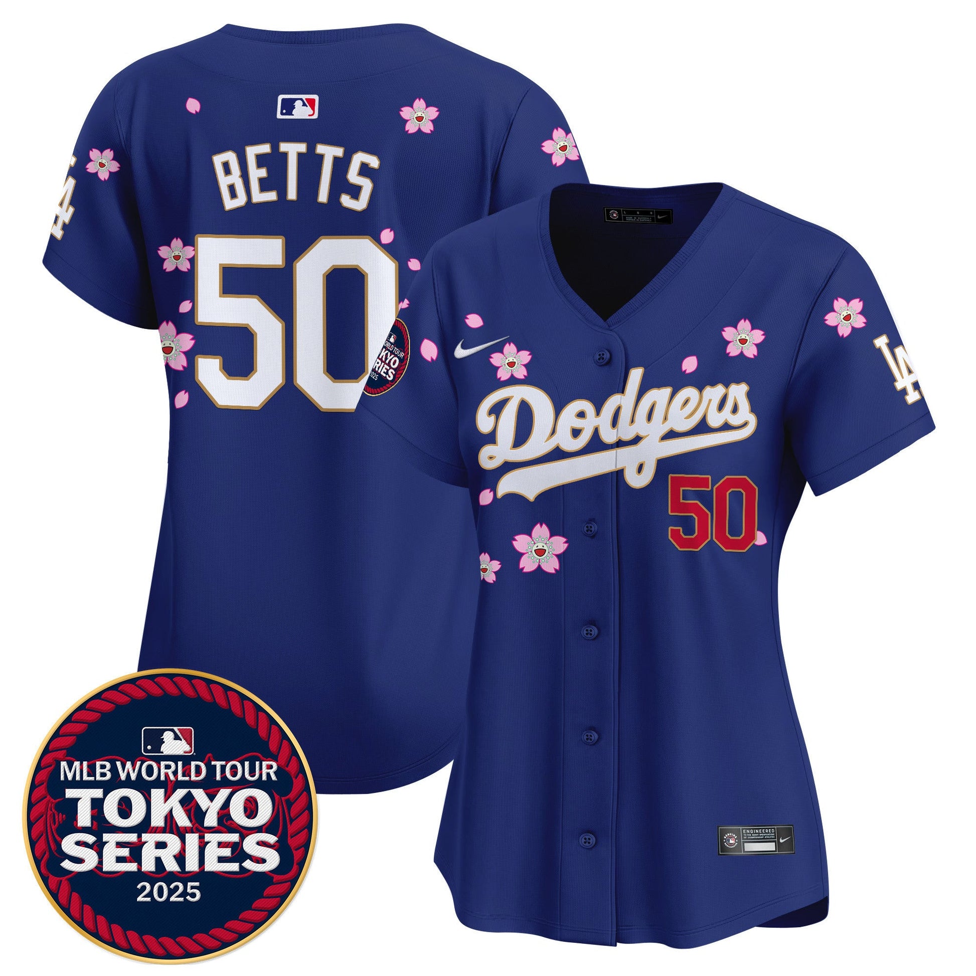 Women's Dodgers Tokyo Series 2025 Gold Trim Vapor Premier Limited Jersey V2 - Stitched