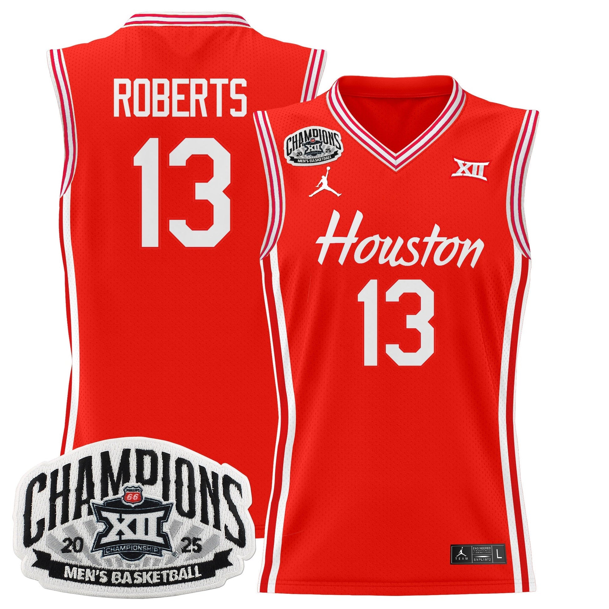 Men's Houston Cougar 2025 Big 12 Tournament Champions Basketball Jersey - All Stitched