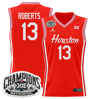 Men's Houston Cougar 2025 Big 12 Tournament Champions Basketball Jersey - All Stitched