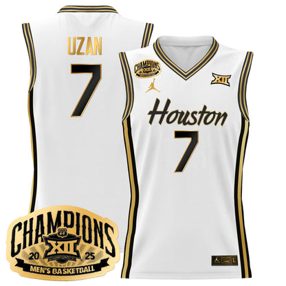 Men's Houston Cougar 2025 Big 12 Tournament Champions Basketball Jersey - All Stitched
