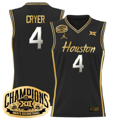 Men's Houston Cougar 2025 Big 12 Tournament Champions Basketball Jersey - All Stitched