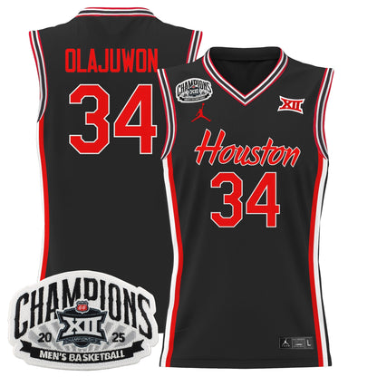 Men's Houston Cougar 2025 Big 12 Tournament Champions Basketball Jersey - All Stitched