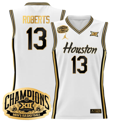 Men's Houston Cougar 2025 Big 12 Tournament Champions Basketball Jersey - All Stitched