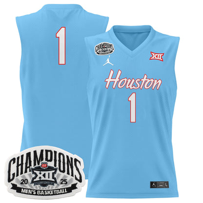 Men's Houston Cougar 2025 Big 12 Tournament Champions Basketball Jersey - All Stitched