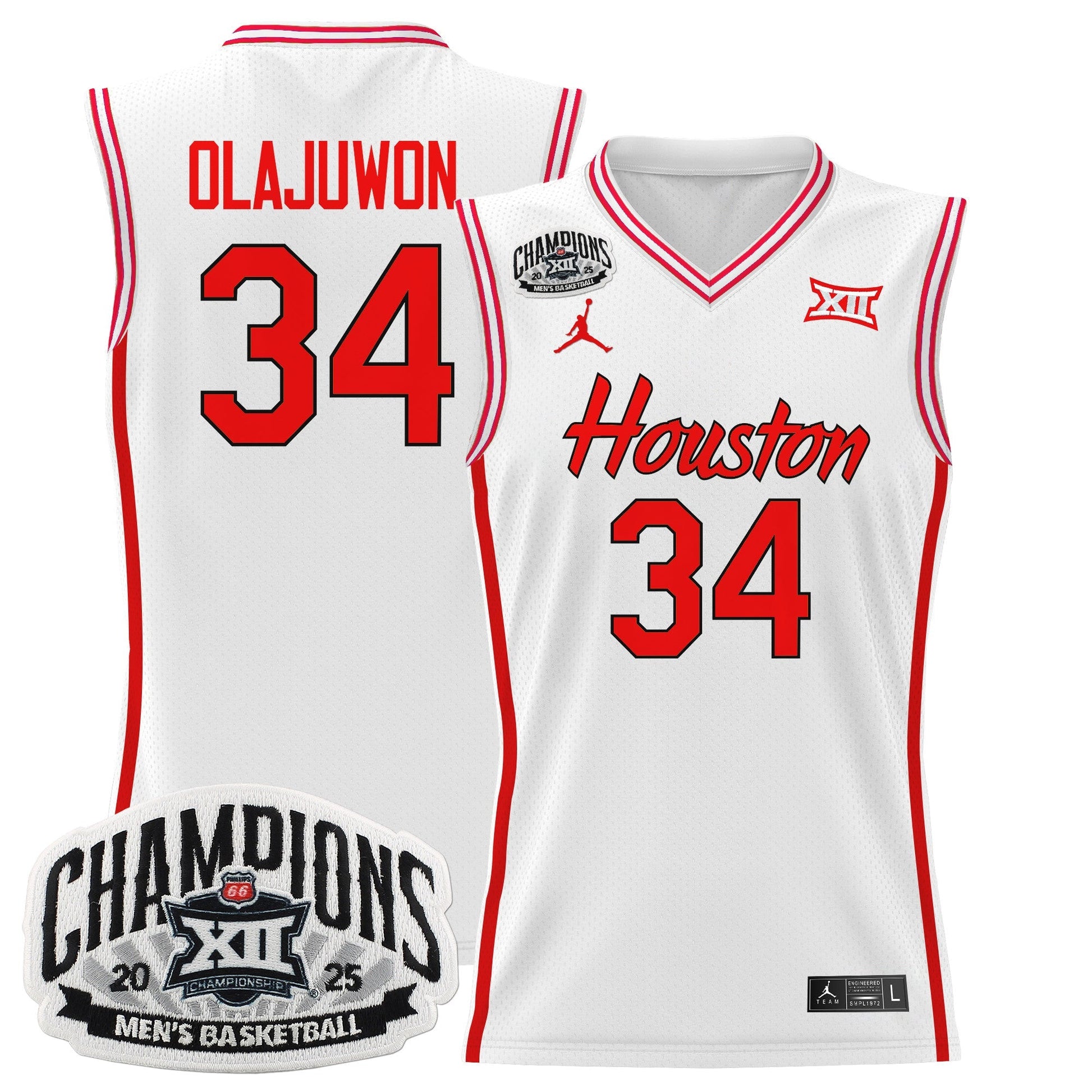 Men's Houston Cougar 2025 Big 12 Tournament Champions Basketball Jersey - All Stitched