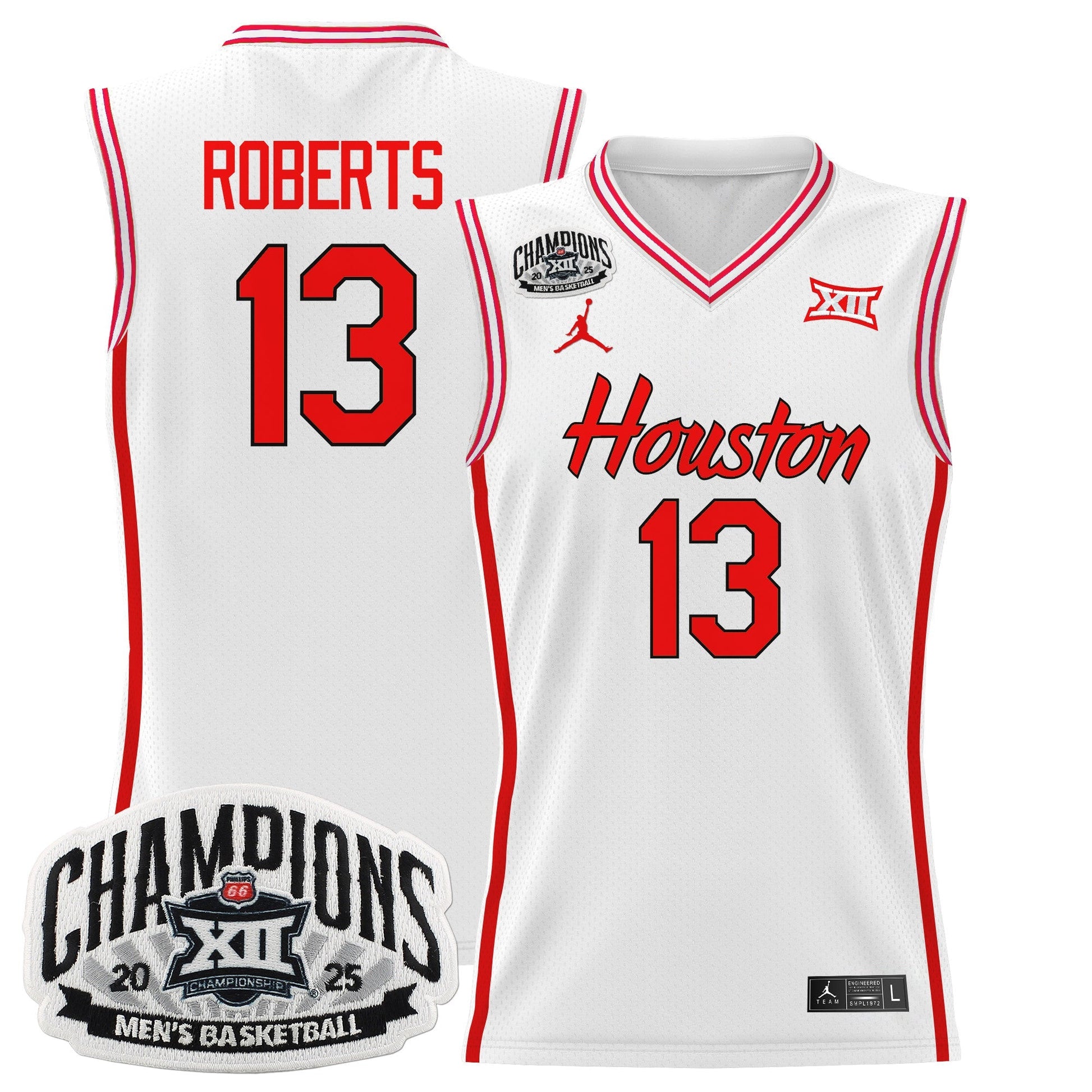 Men's Houston Cougar 2025 Big 12 Tournament Champions Basketball Jersey - All Stitched
