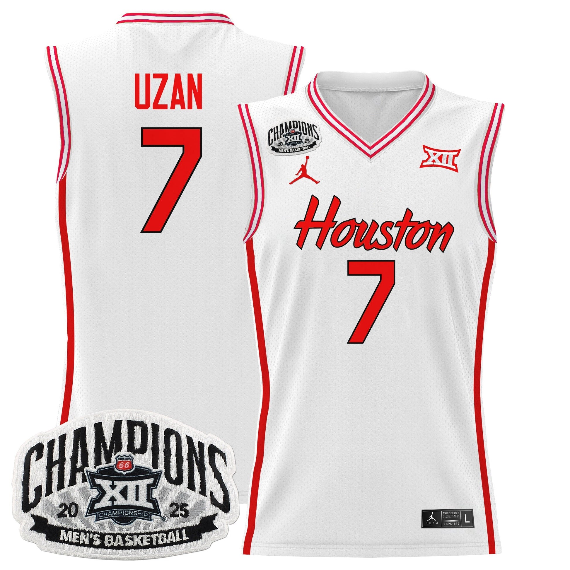 Men's Houston Cougar 2025 Big 12 Tournament Champions Basketball Jersey - All Stitched