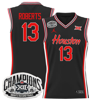 Men's Houston Cougar 2025 Big 12 Tournament Champions Basketball Jersey - All Stitched