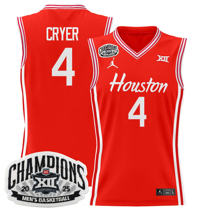 Men's Houston Cougar 2025 Big 12 Tournament Champions Basketball Jersey - All Stitched