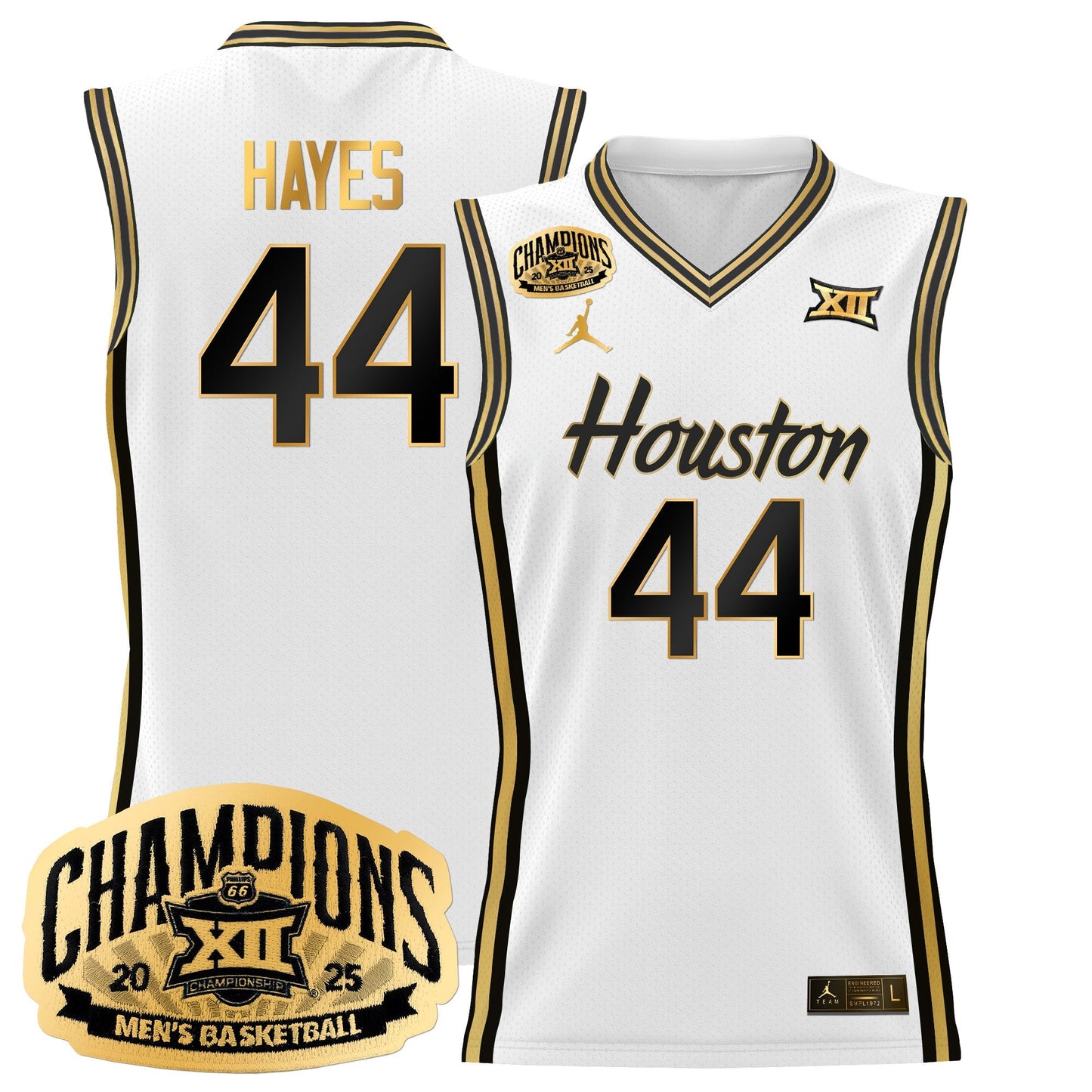 Men's Houston Cougar 2025 Big 12 Tournament Champions Basketball Jersey - All Stitched