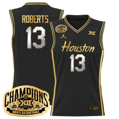 Men's Houston Cougar 2025 Big 12 Tournament Champions Basketball Jersey - All Stitched