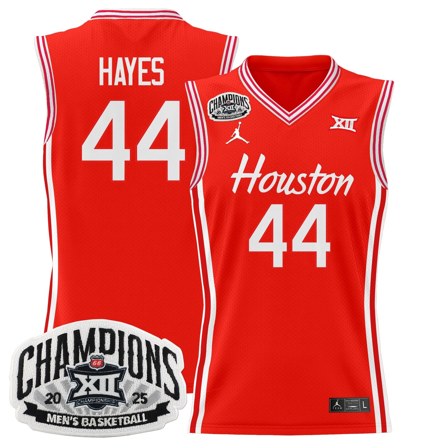 Men's Houston Cougar 2025 Big 12 Tournament Champions Basketball Jersey - All Stitched
