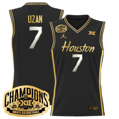 Men's Houston Cougar 2025 Big 12 Tournament Champions Basketball Jersey - All Stitched