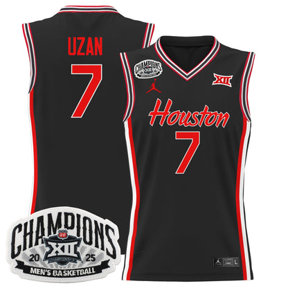 Men's Houston Cougar 2025 Big 12 Tournament Champions Basketball Jersey - All Stitched
