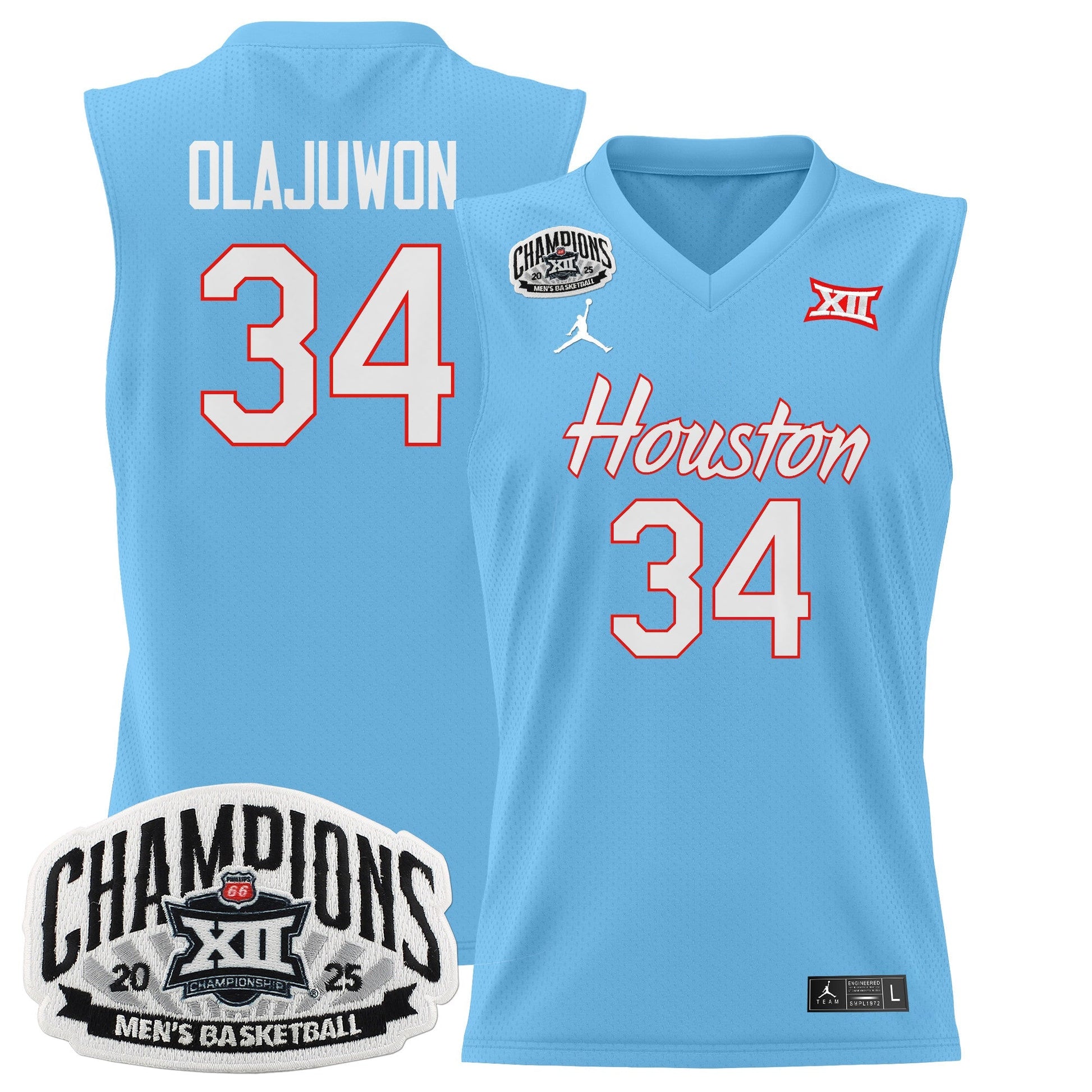 Men's Houston Cougar 2025 Big 12 Tournament Champions Basketball Jersey - All Stitched
