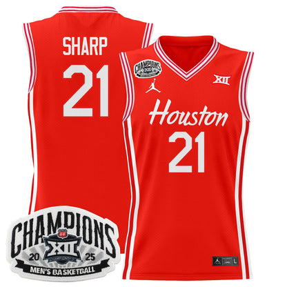 Men's Houston Cougar 2025 Big 12 Tournament Champions Basketball Jersey - All Stitched