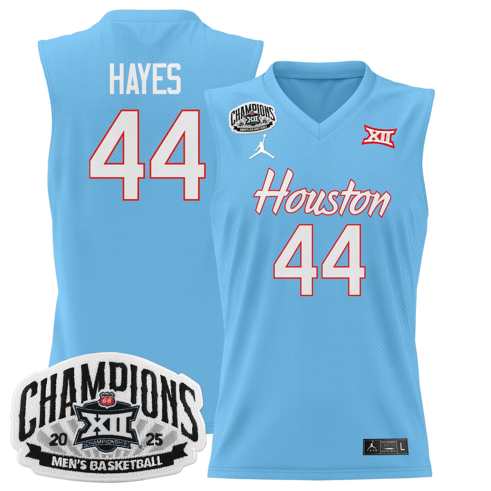 Men's Houston Cougar 2025 Big 12 Tournament Champions Basketball Jersey - All Stitched